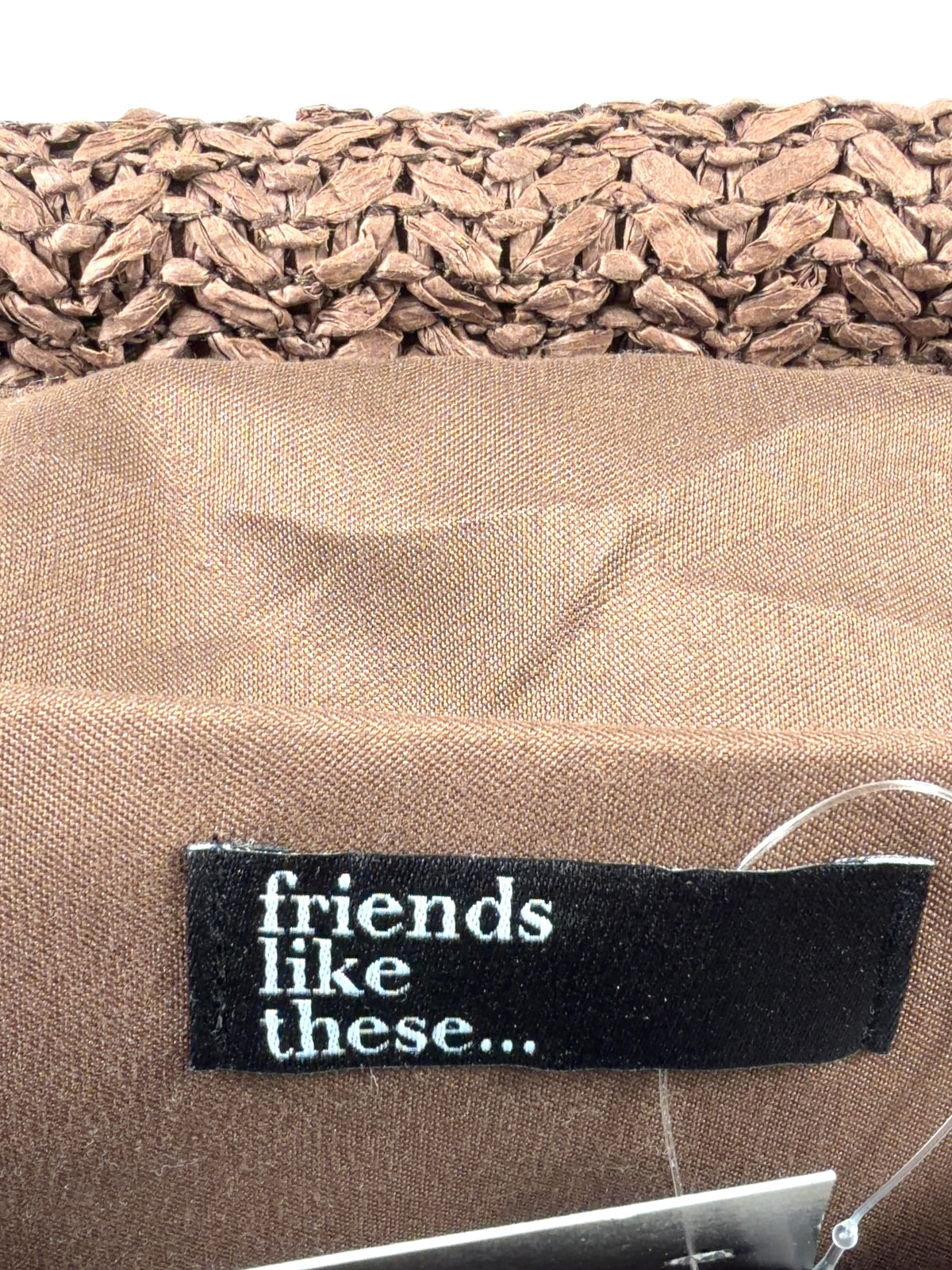 Friends like these Brown Chocolate Brown Acrylic Disc Raffia Clutch Bag — fabric detail