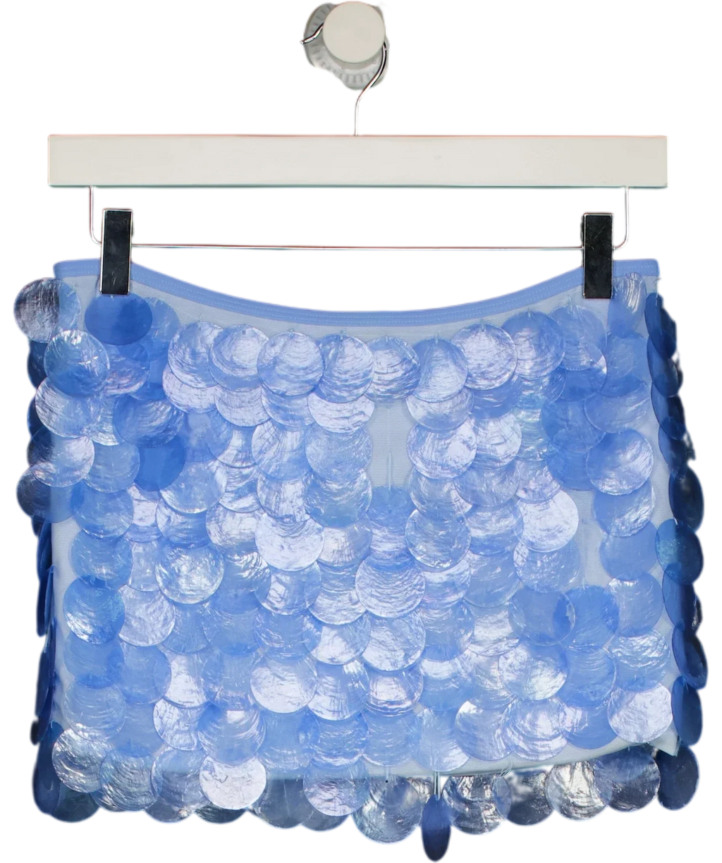 WHITE FOX Blue Forgiven Aura Shell Mini Skirt, size UK S — front