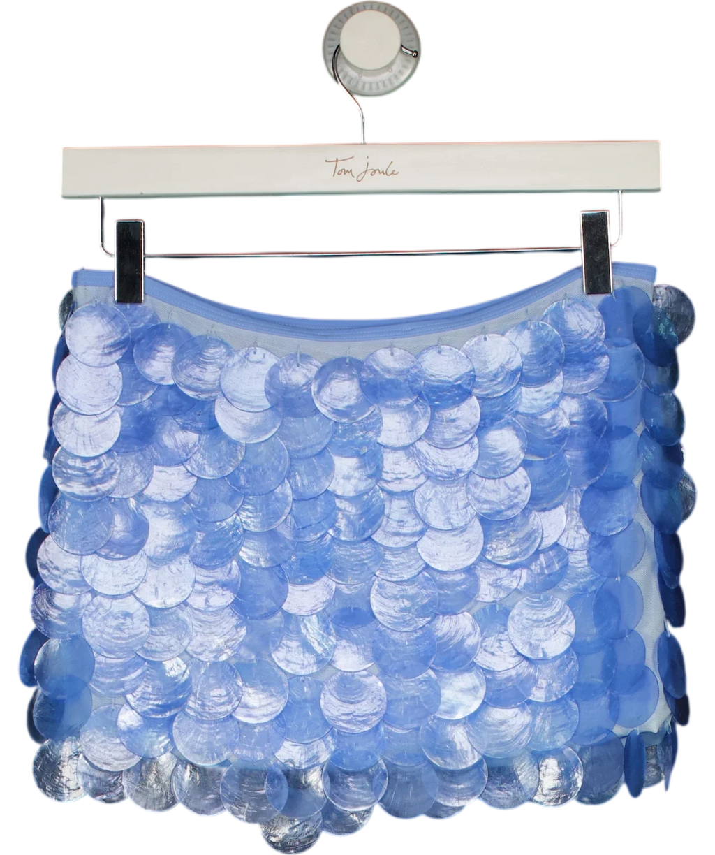 WHITE FOX Blue Forgiven Aura Shell Mini Skirt, size UK S — back