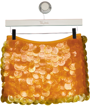 WHITE FOX Like You Mean It Sequin Mini Skirt Orange UK S
