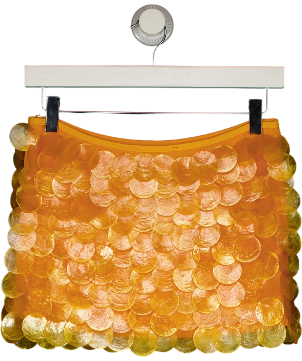 WHITE FOX Orange Like You Mean It Sequin Mini Skirt, size UK S — back