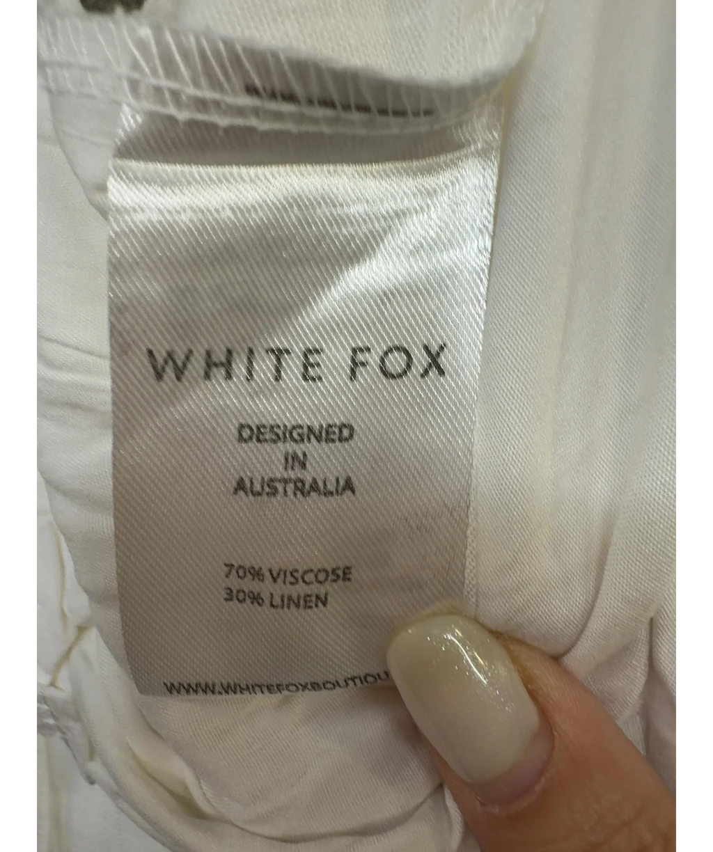 WHITE FOX White Burning Love Linen Pants, size UK S — label