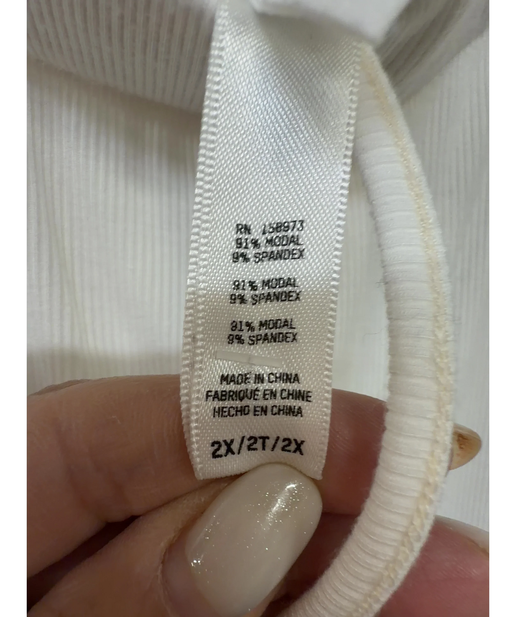 SKIMS White Soft Lounge ribbed pants, size UK XXL — care label