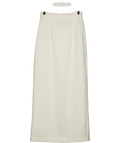 Commense White Slim Fit Semi-Sheer Elegant Slit Back Maxi Skirt Without Belt, size UK XS — front