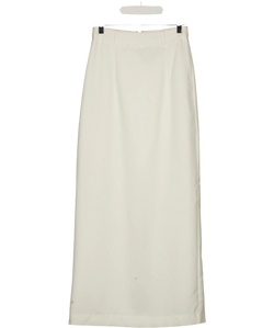 Commense White Slim Fit Semi-Sheer Elegant Slit Back Maxi Skirt Without Belt, size UK XS — front