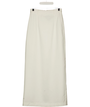Commense Slim Fit Semi-Sheer Elegant Slit Back Maxi Skirt White UK XS