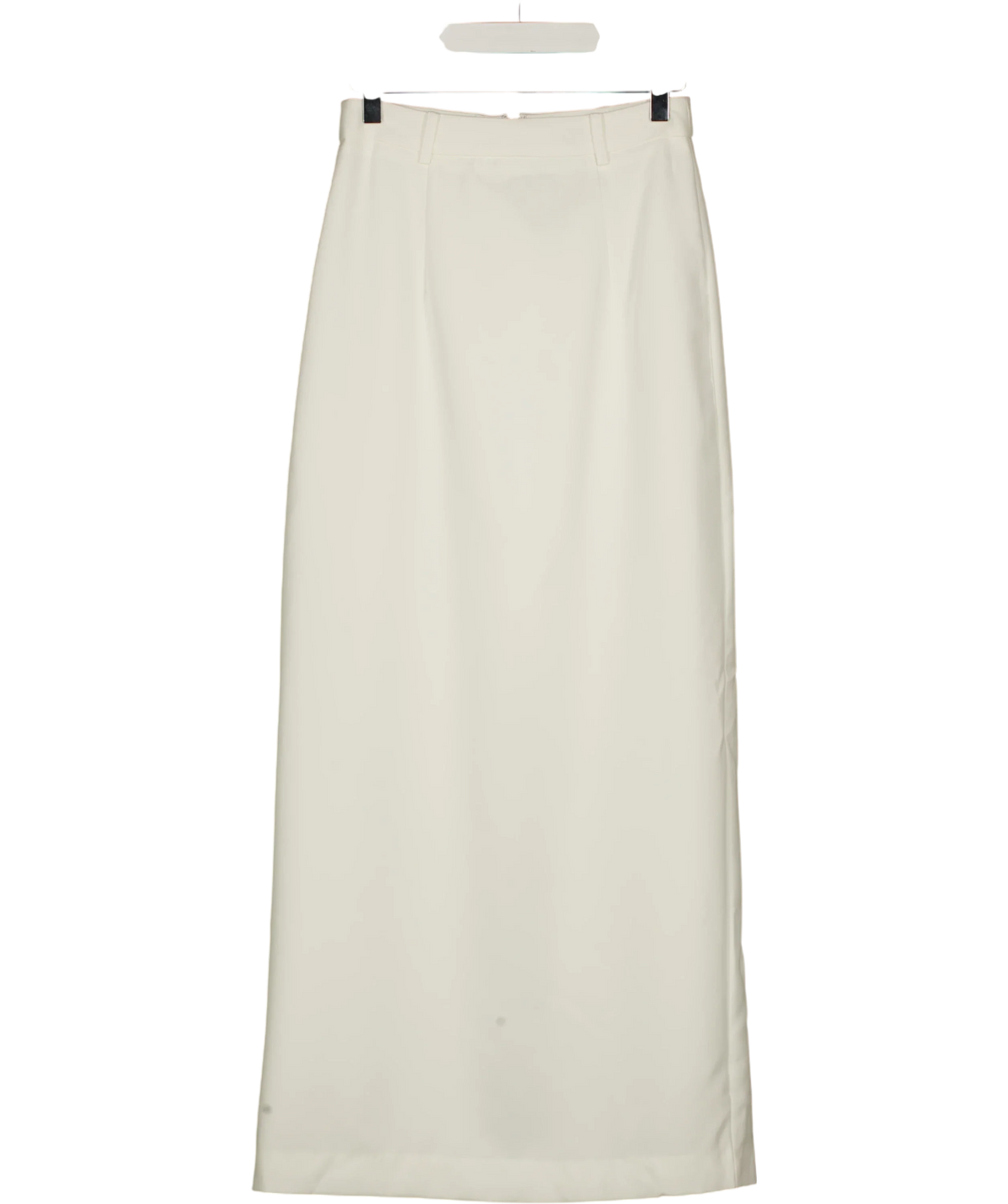 Commense White Slim Fit Semi-Sheer Elegant Slit Back Maxi Skirt Without Belt, size UK XS — front