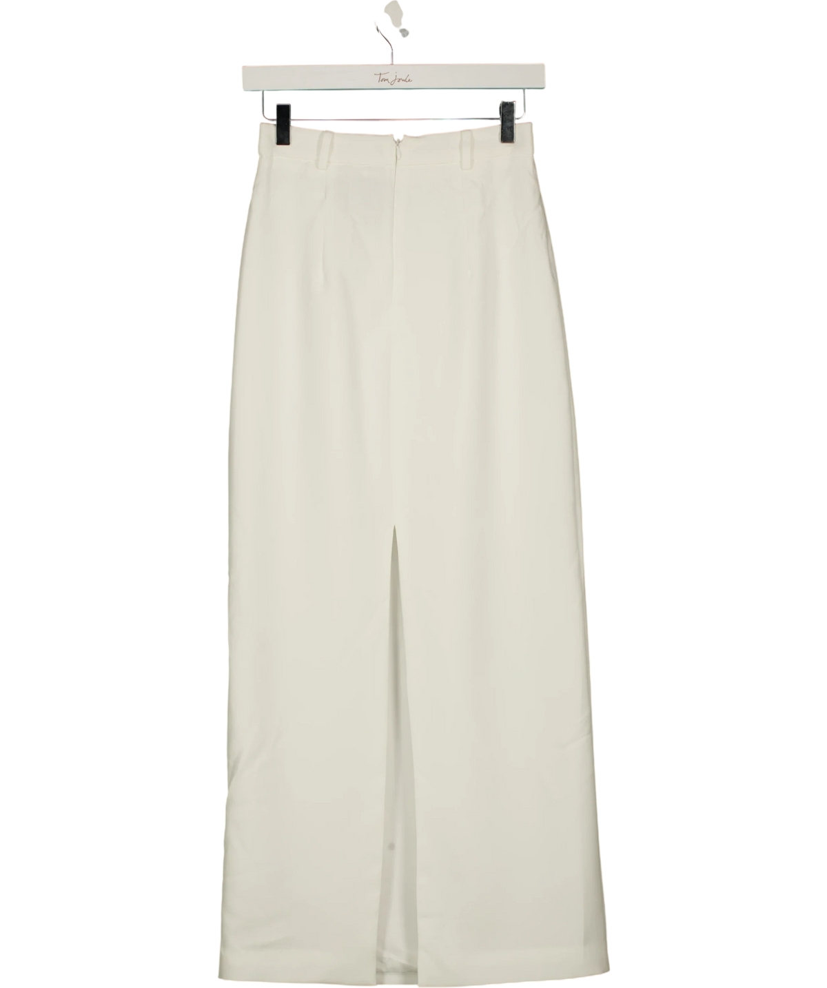 Commense White Slim Fit Semi-Sheer Elegant Slit Back Maxi Skirt Without Belt, size UK XS — back