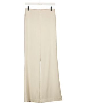 Zara Beige High Waist Satin Wide Leg Trousers UK XS