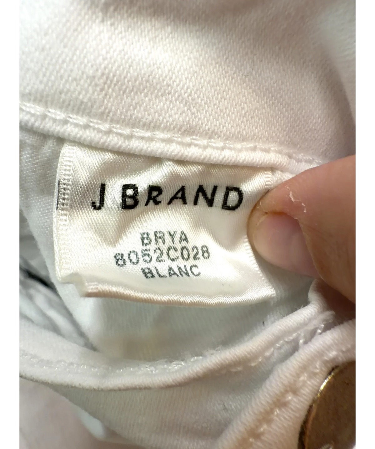 J Brand White Brya, size W27 — label