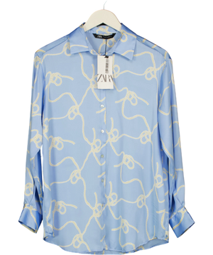 Zara Blue Rope Knot Pattern Shirt UK S