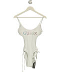 Guess White One-Piece Logo Strass Swimsuit, size UK XS — front