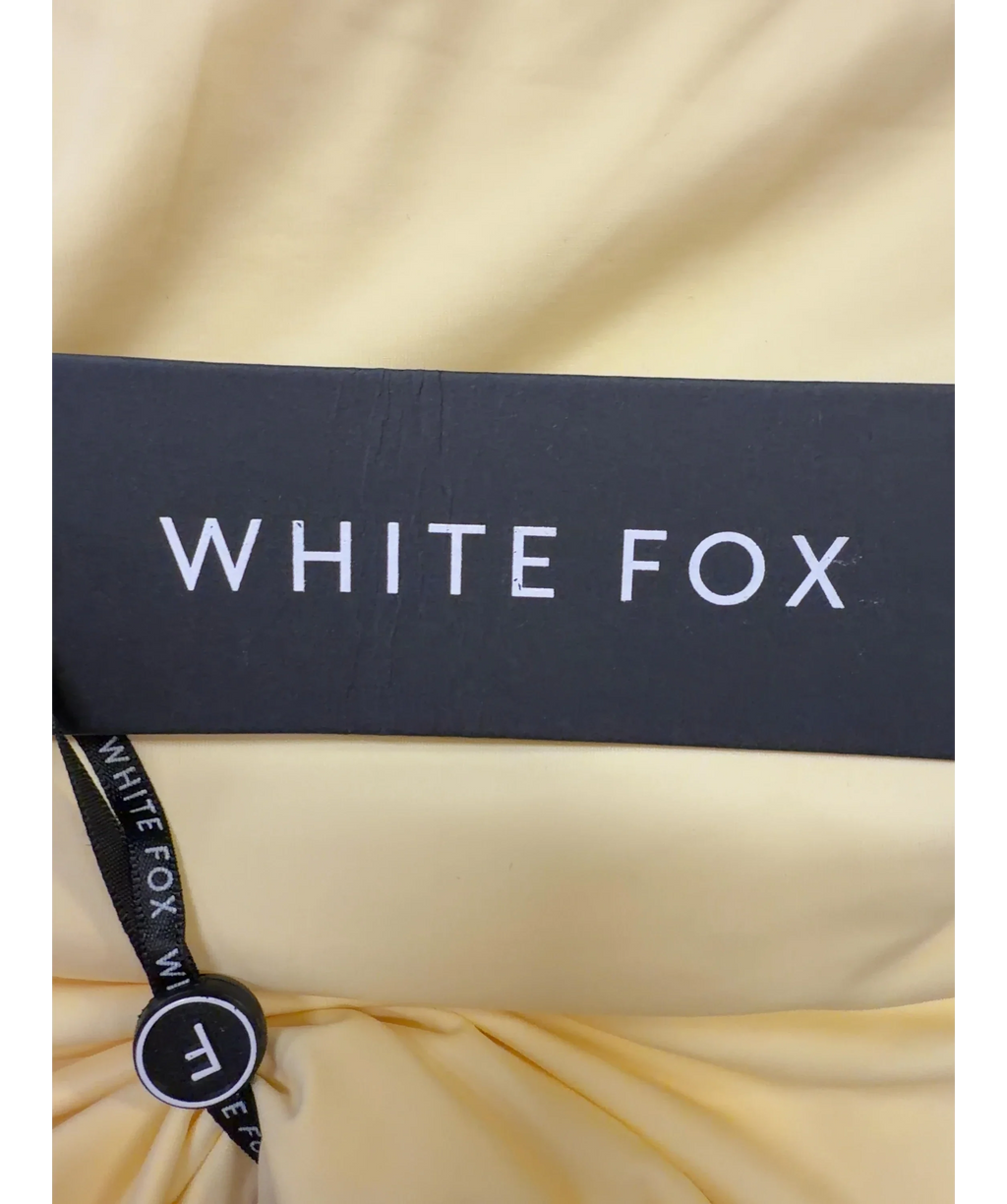 WHITE FOX Yellow Lack of Love One Shoulder Top, size UK XS — detail