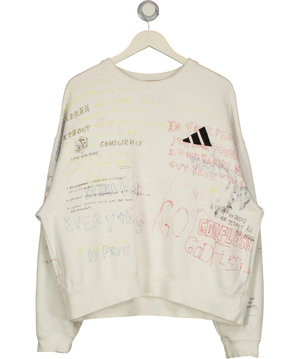 Adidas White YEEZY Season 5 Scribble Hand Drawn Graffiti Crewneck Sweatshirt UK M