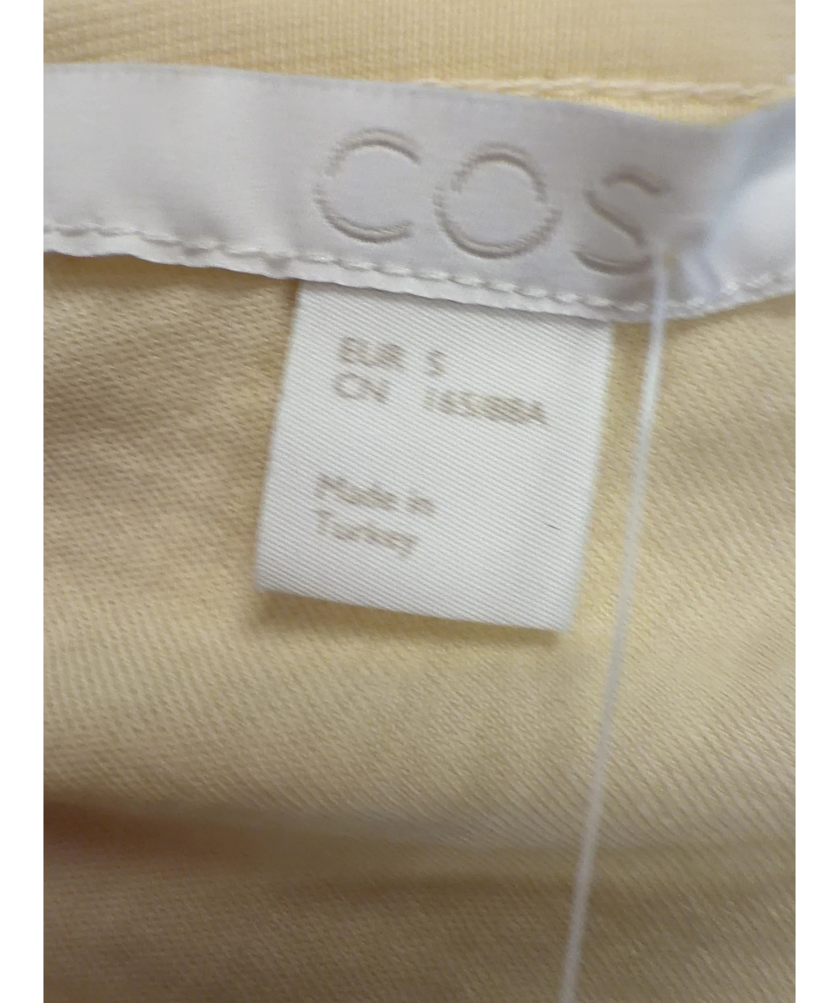 cos Yellow One-Shoulder Top, size UK S — care label