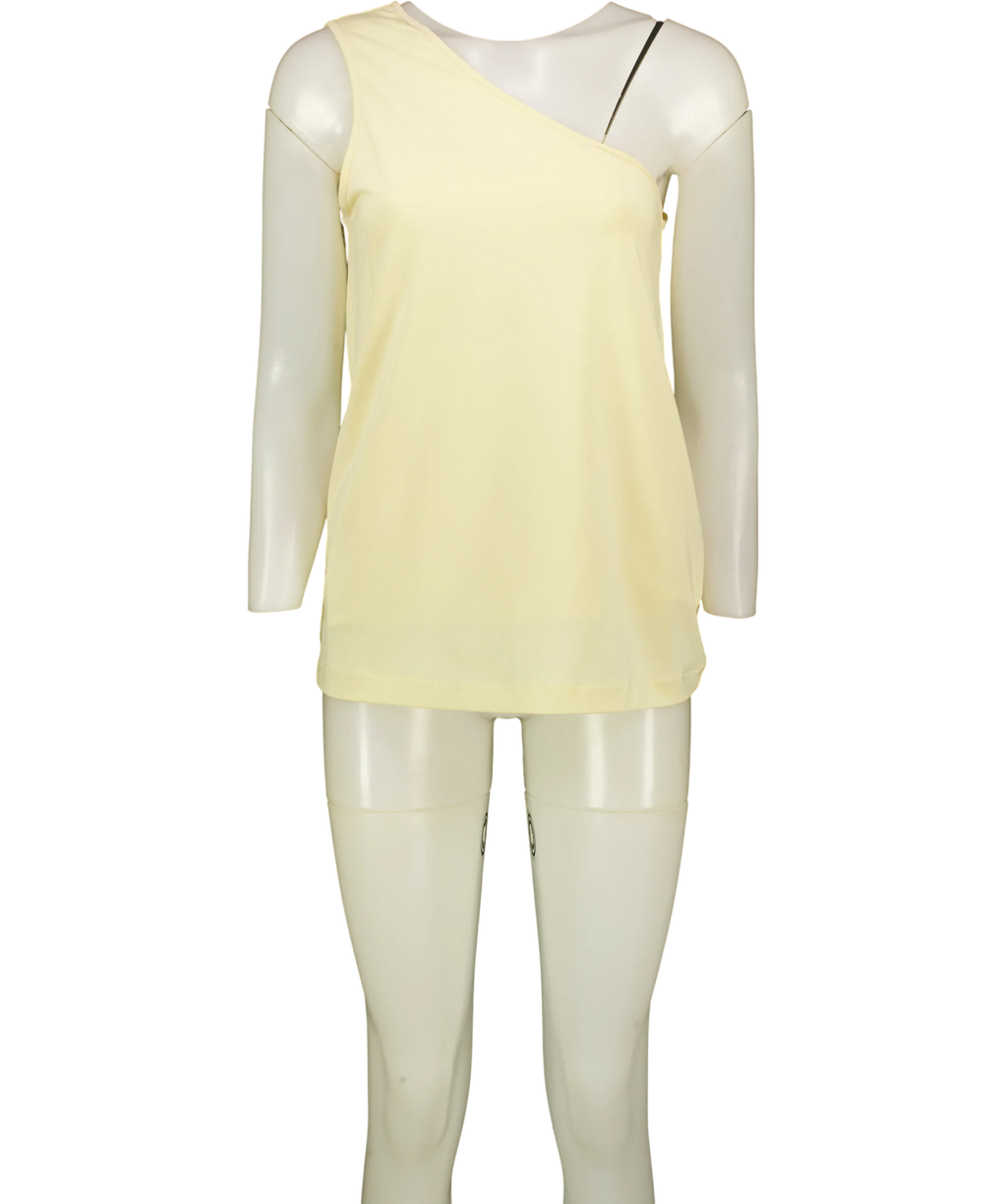 cos Yellow One-Shoulder Top, size UK S — front