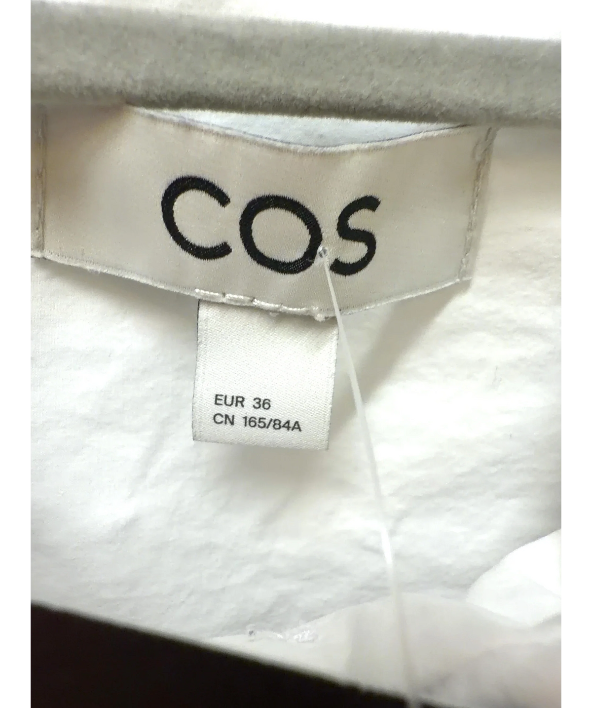 cos White pointed-collar long-sleeve cotton shirt with chest pocket and back box pleat, size UK 8 — detail