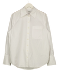 cos White pointed-collar long-sleeve cotton shirt with chest pocket and back box pleat, size UK 8 — front