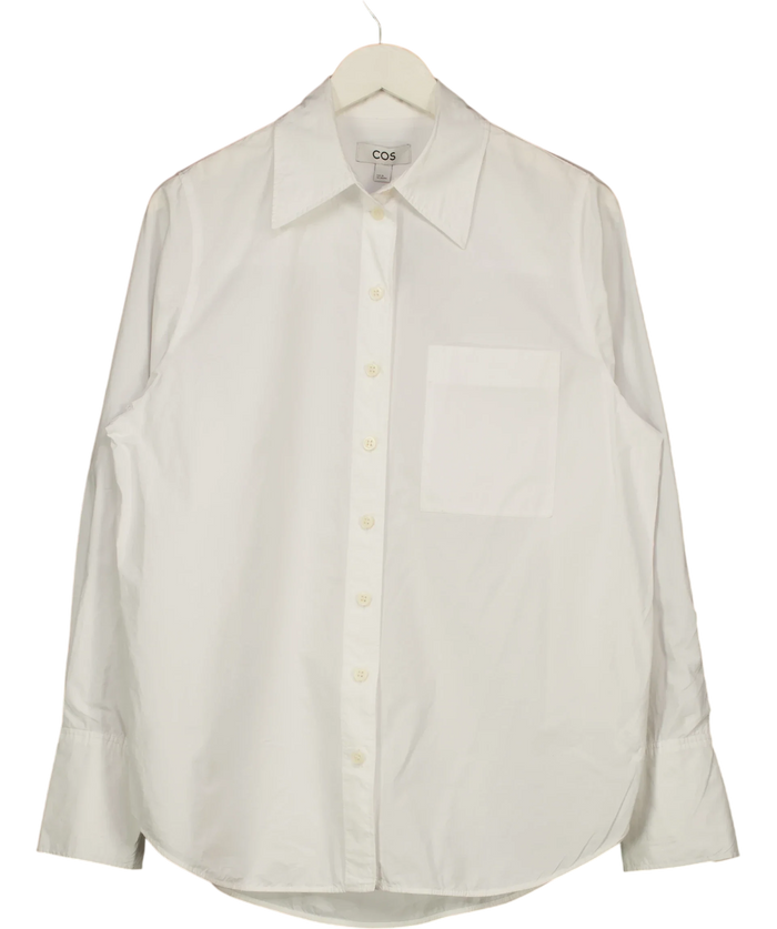 COS Pointed-Collar Long-Sleeve Cotton Shirt White UK 8