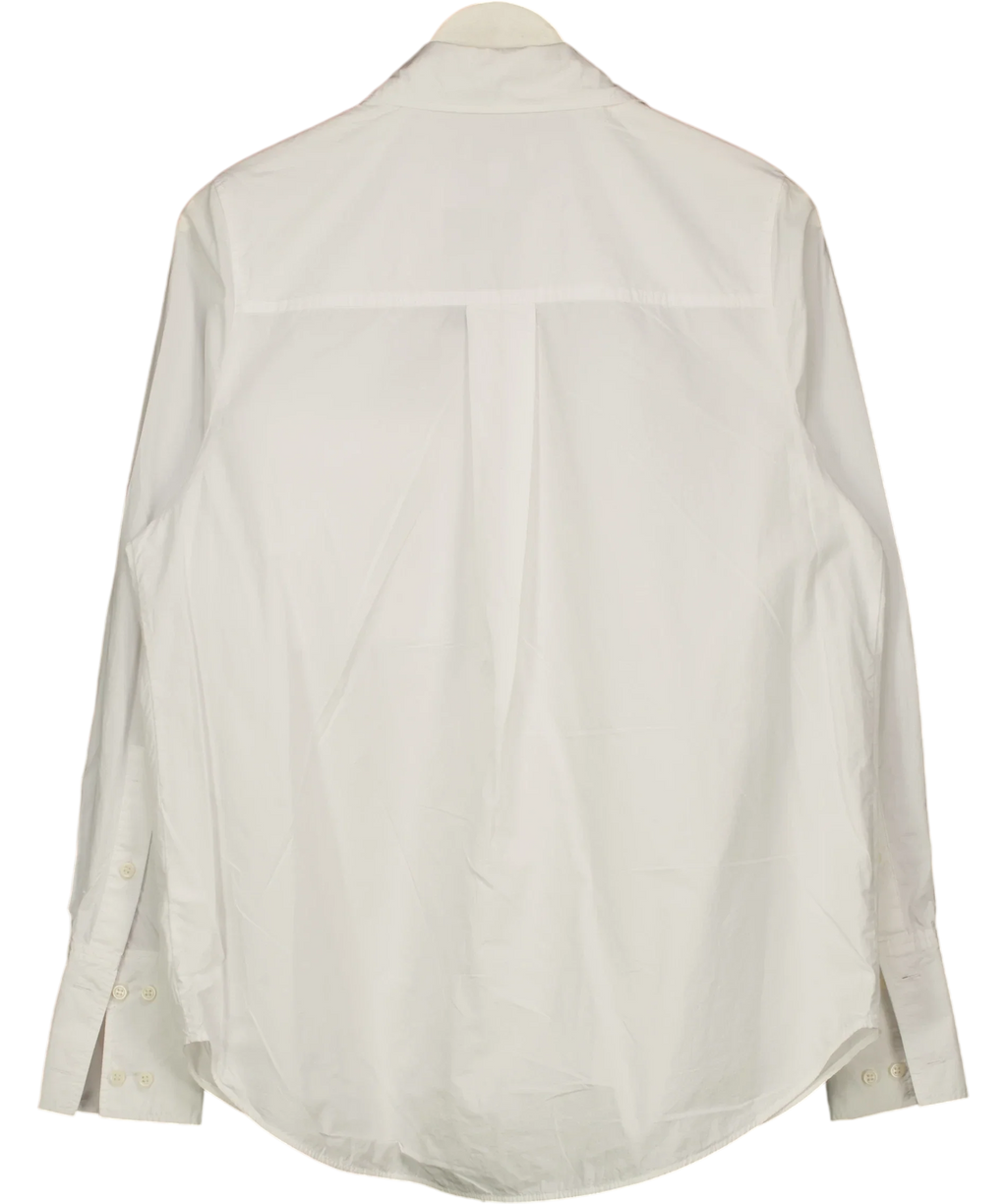 cos White pointed-collar long-sleeve cotton shirt with chest pocket and back box pleat, size UK 8 — back