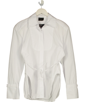 ASOS White Collared Waist Tie Shirt UK 8
