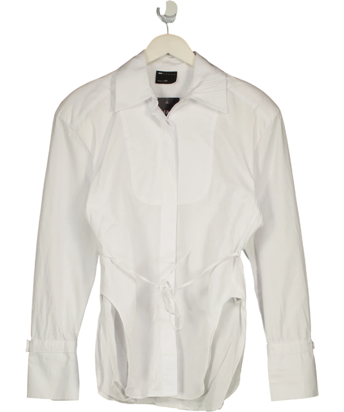 ASOS White Collared Waist Tie Shirt UK 8