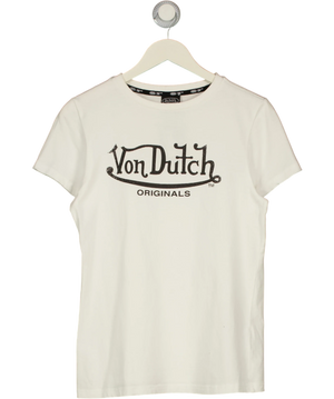 Von Dutch White And Black Logo T-Shirt UK M