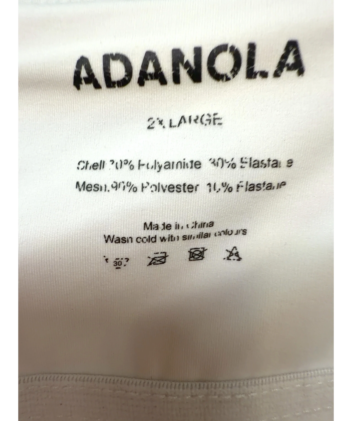 Adanola White Ultimate Scoop Back Tank, size UK XXL — care label