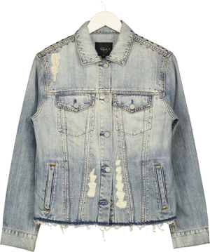 Rails Knox Studded Distressed Denim Jacket UK S