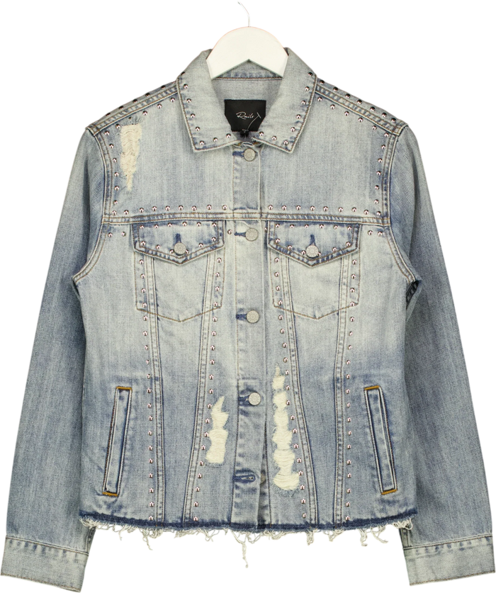 Rails Knox Studded Distressed Denim Jacket UK S