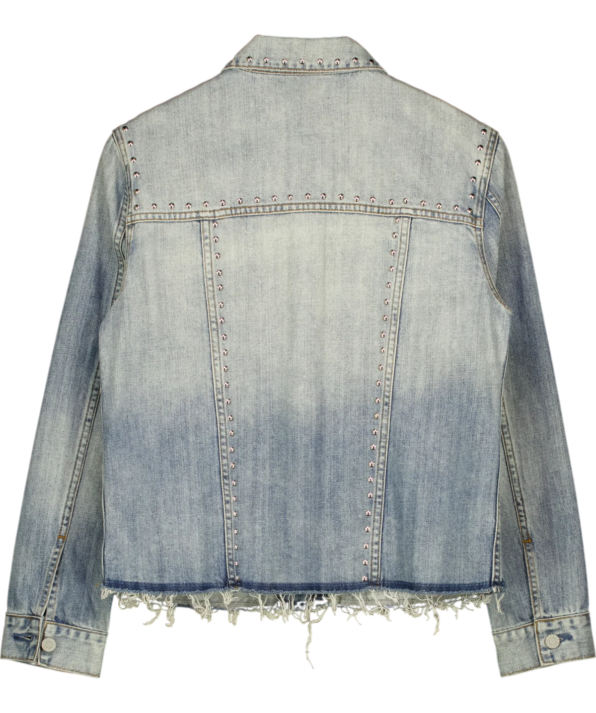 Rails Blue Knox Studded Distressed Denim Jacket, size UK S — back
