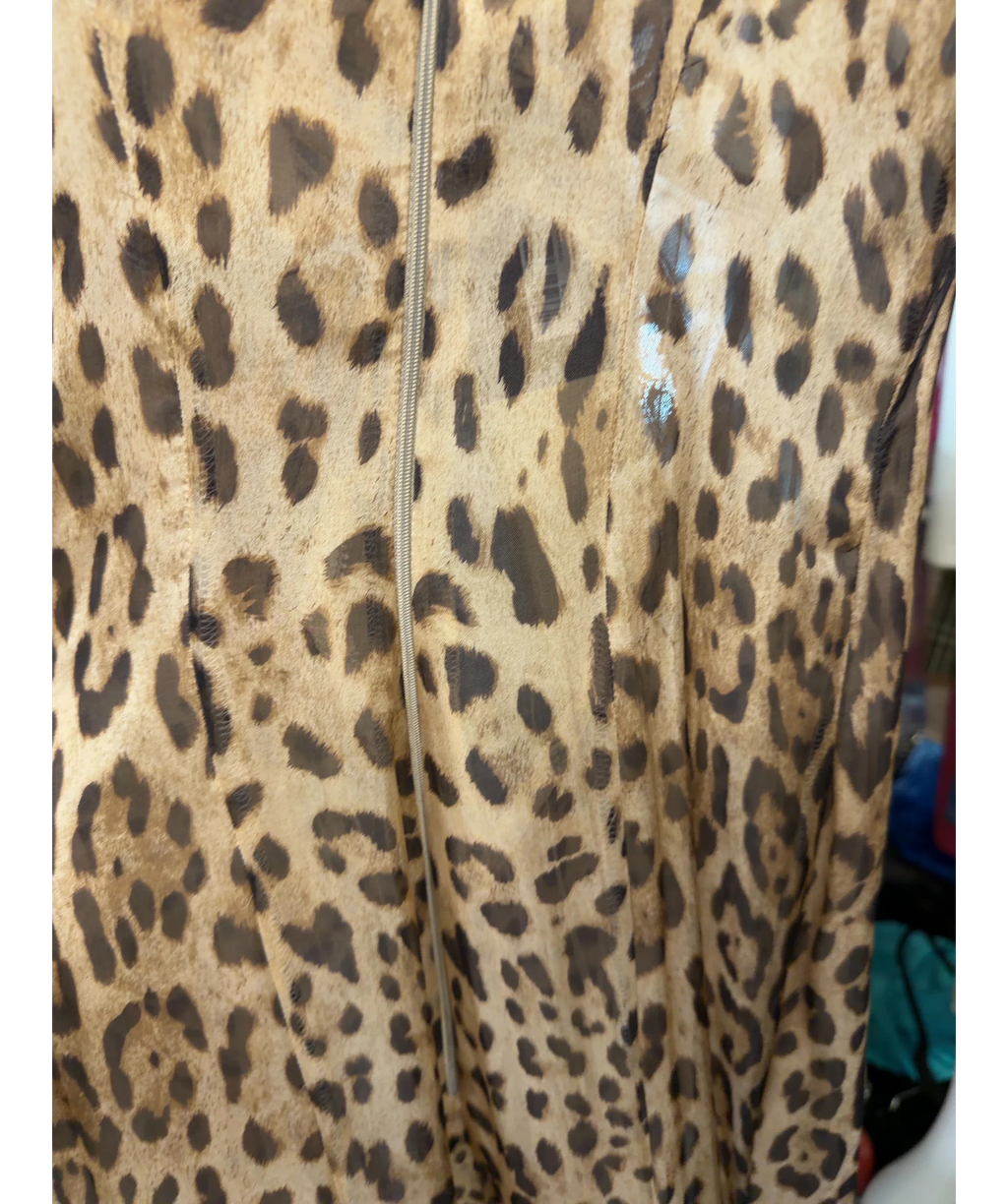 Unbranded Brown Royan Leopard Print Maxi Dress, size UK S — label