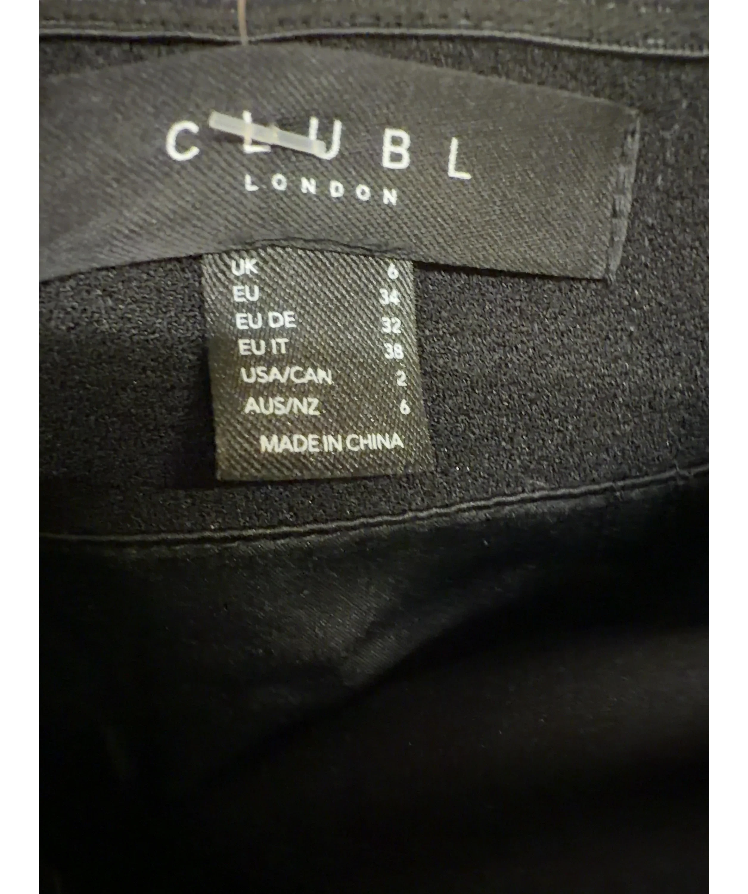 Club L Black Colour, size UK 6 — detail