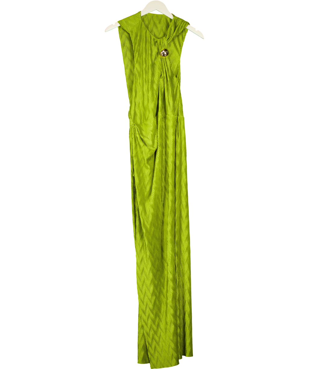 ASOS Green sleeveless pleated green maxi dress, size UK 12 — front