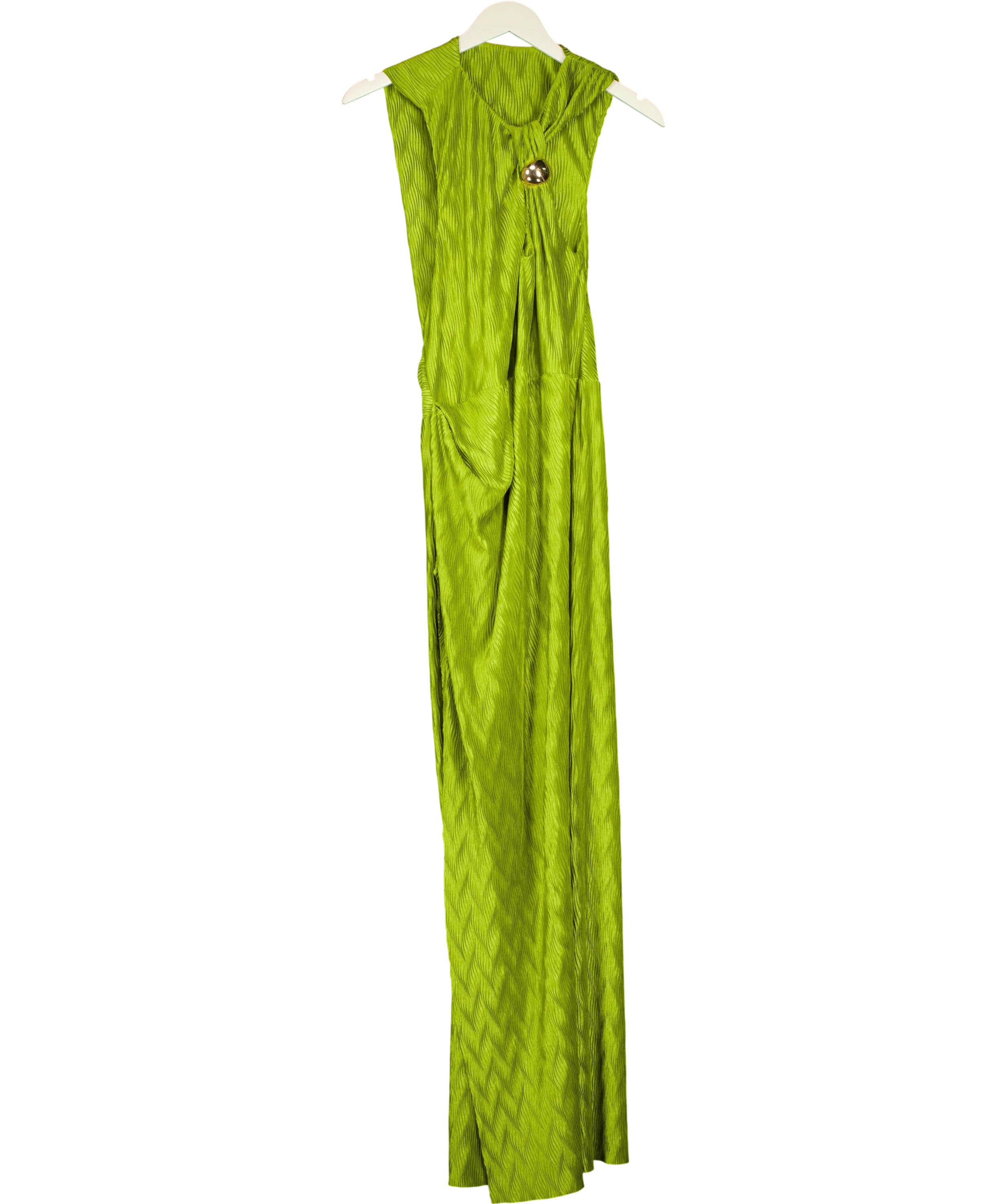 ASOS Green sleeveless pleated green maxi dress, size UK 12 — front