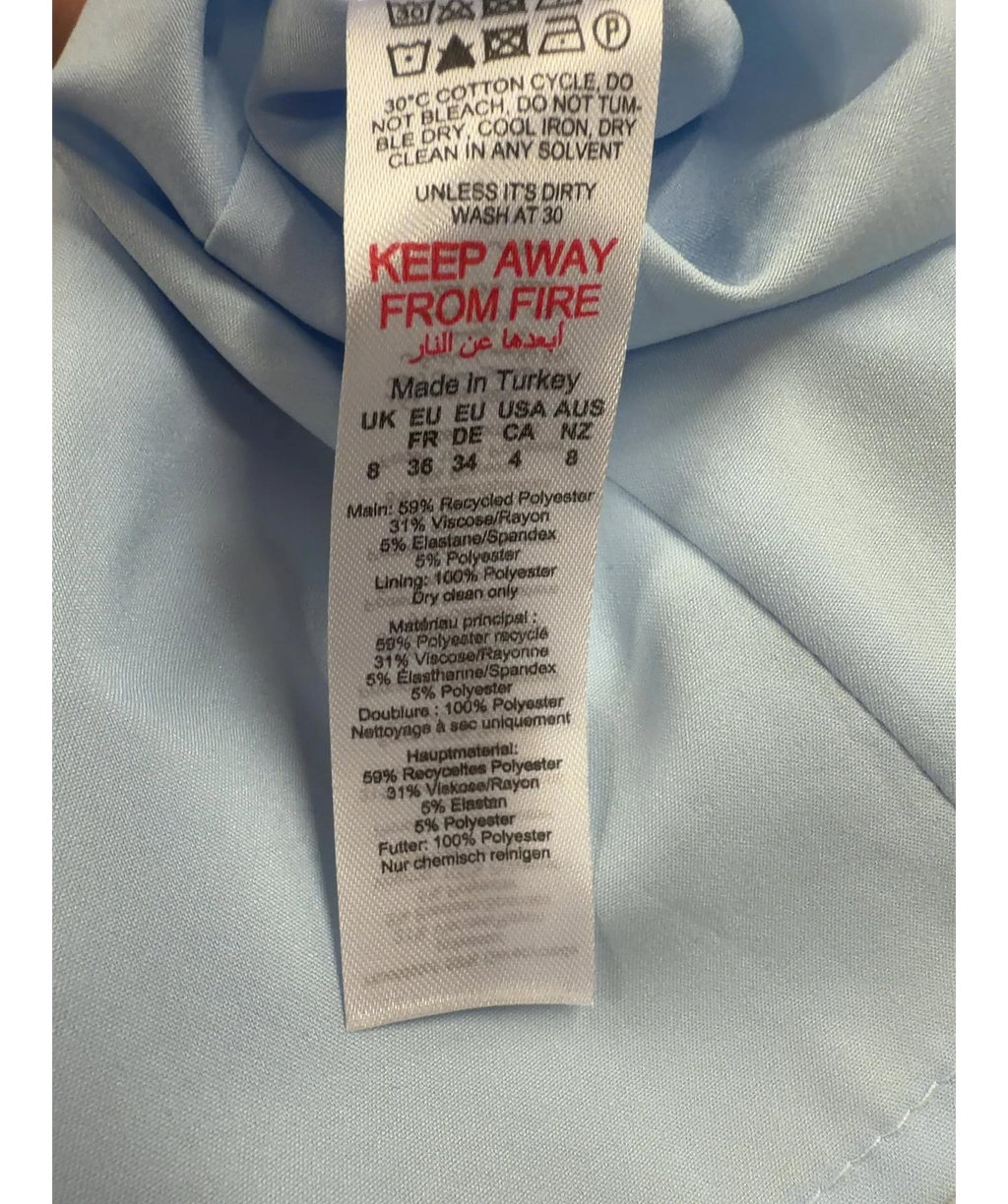 Karen Millen Blue Lace-Up Pleated Dress UK 8 — Materials