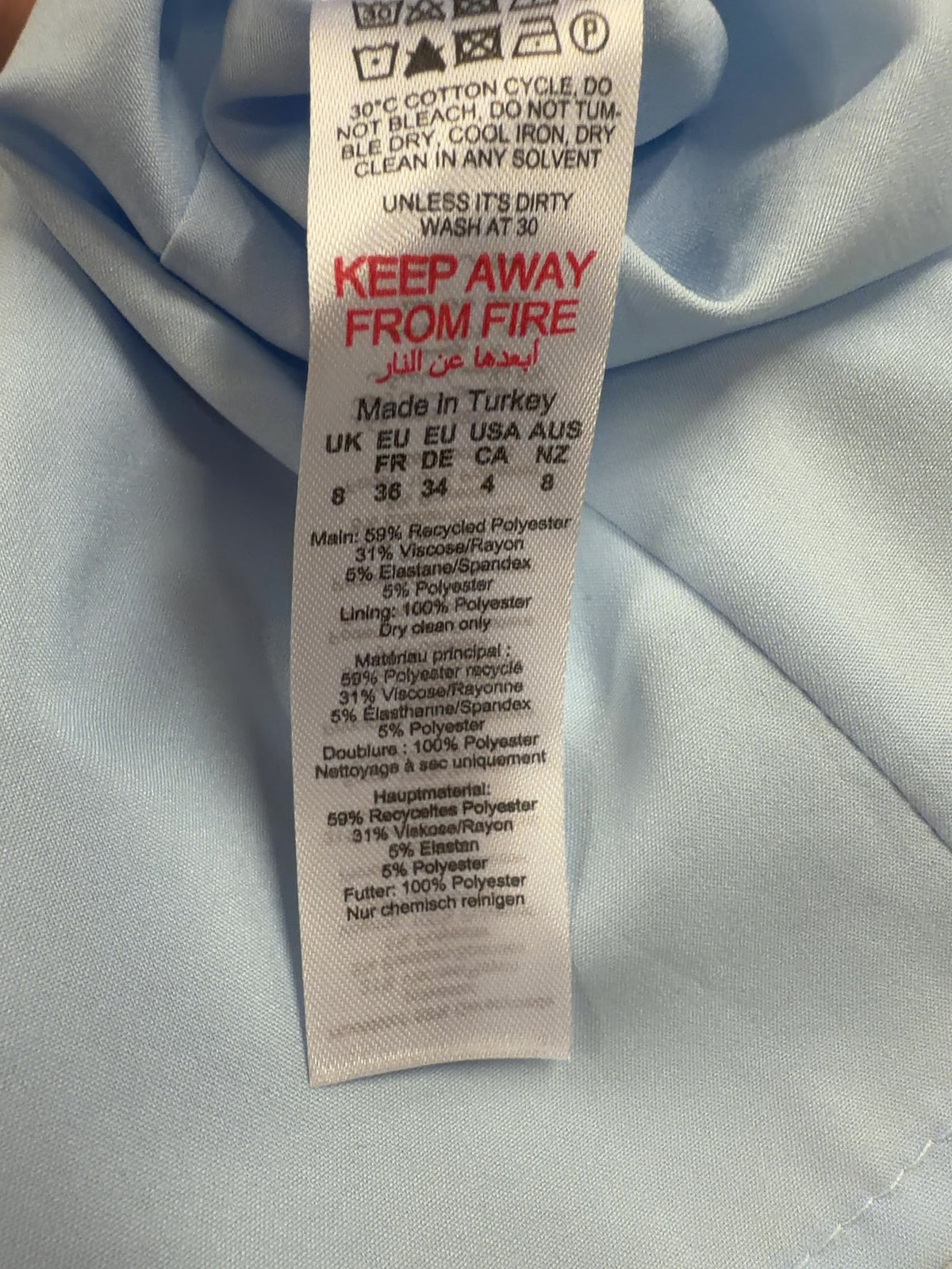 KAREN MILLEN Blue Colour, size UK 8 — label