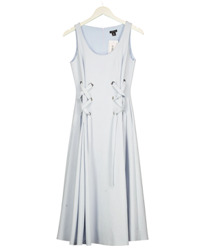 Karen Millen Blue Lace-Up Pleated Dress UK 8
