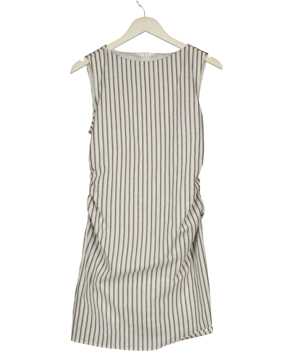 Commense White Striped Cotton Sleeveless Mini Dress, size UK S — front