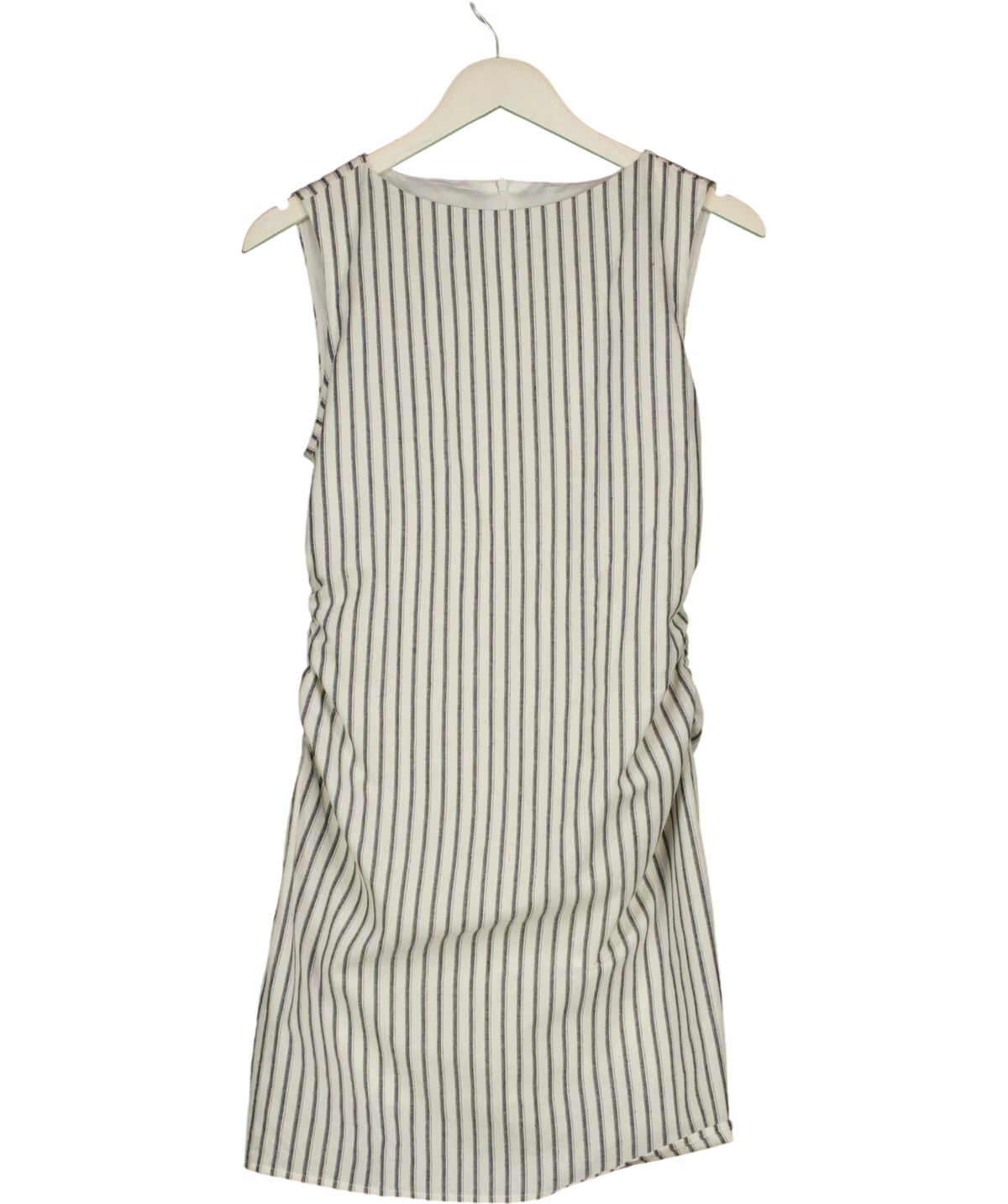Commense White Striped Cotton Sleeveless Mini Dress, size UK S — front