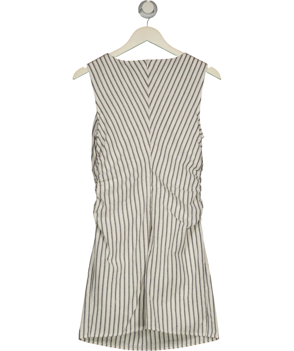 Commense White Striped Cotton Sleeveless Mini Dress, size UK S — back