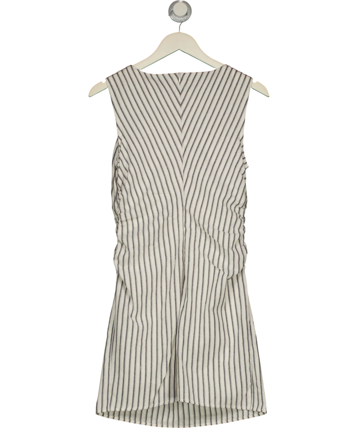 Commense White Striped Cotton Sleeveless Mini Dress, size UK S — back