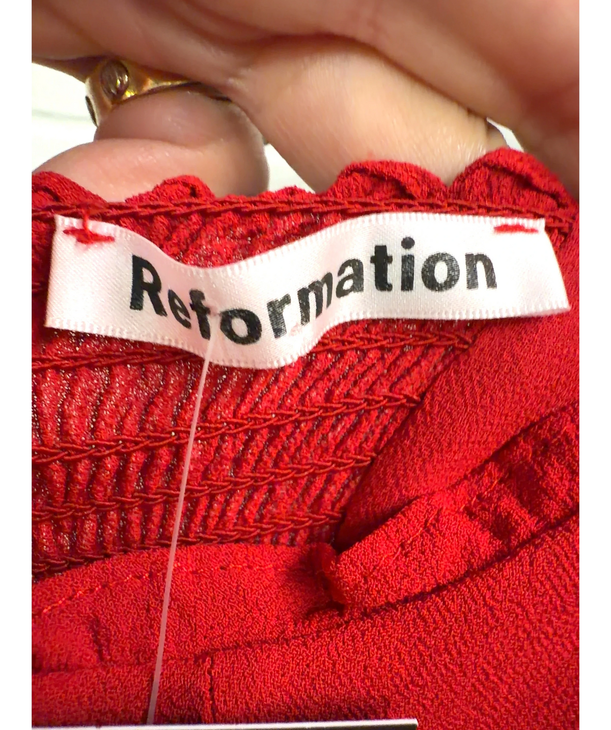 Reformation Red Christine Dress, size UK 4 — detail