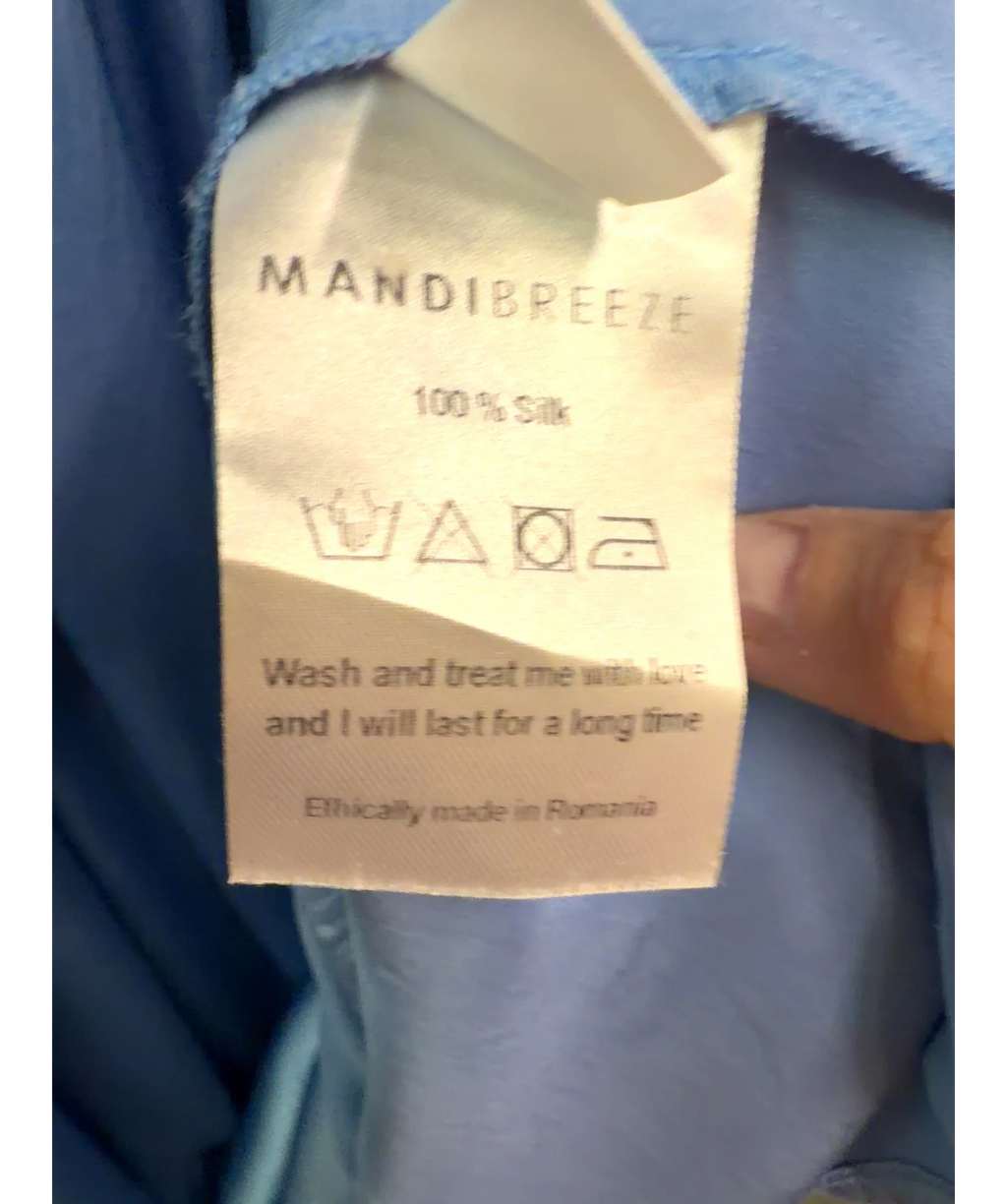 MANDIBREEZE Blue Juliette Dress, size UK S — label