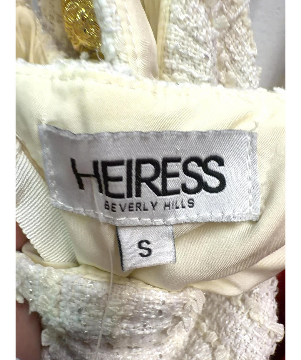 HEIRESS BEVERLY HILLS Cream Cream Tweed Halter Mini Dress, size UK S — detail