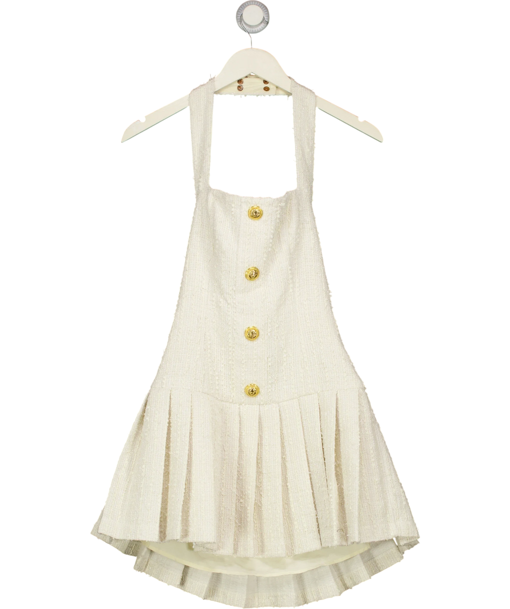 HEIRESS BEVERLY HILLS Cream Cream Tweed Halter Mini Dress, size UK S — front