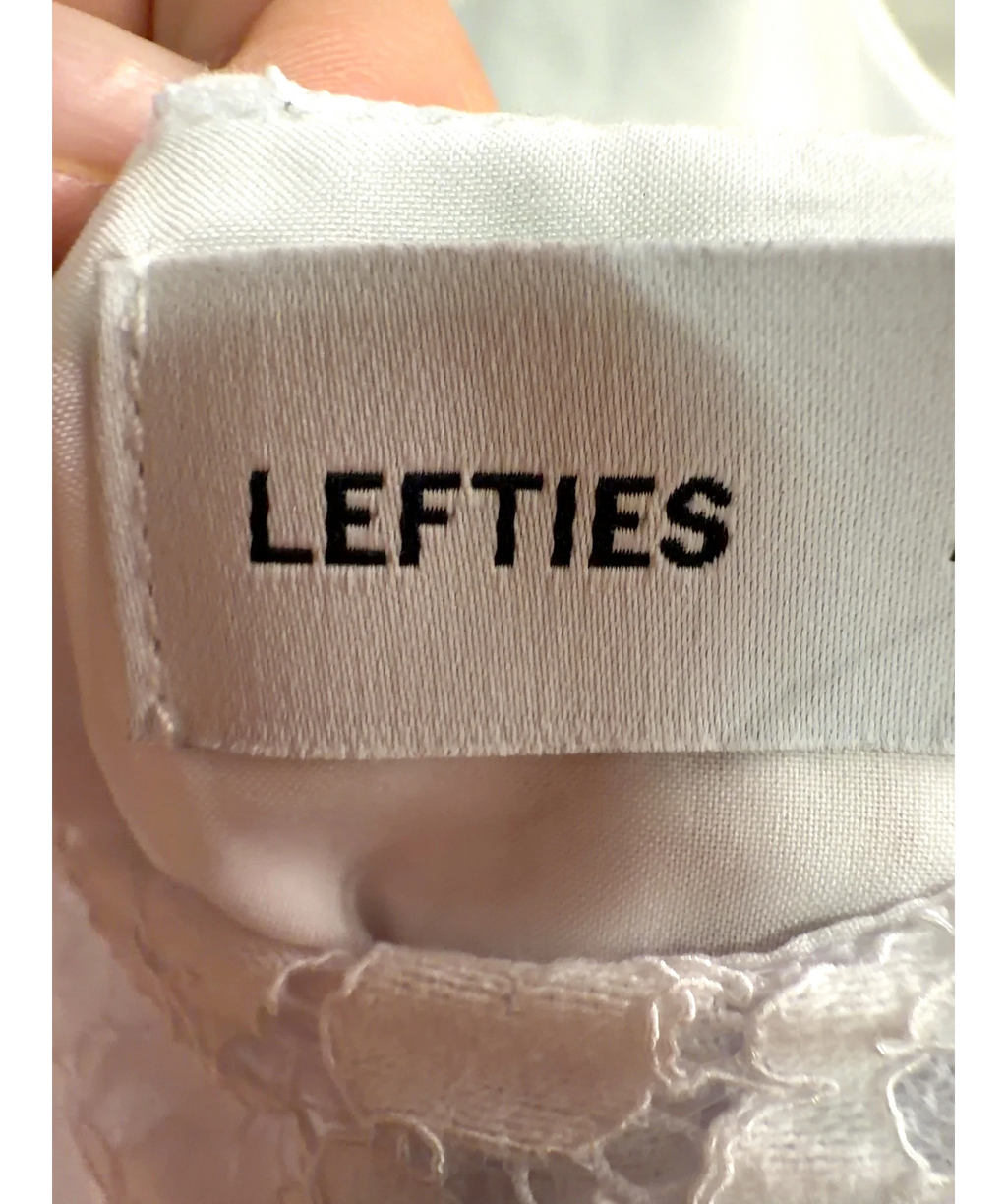 Lefties White Asymmetric short slip dress, size UK S — detail