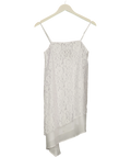 Lefties White Asymmetric short slip dress, size UK S — front