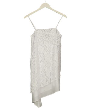 Lefties Asymmetric lace Short Slip Dress White UK S