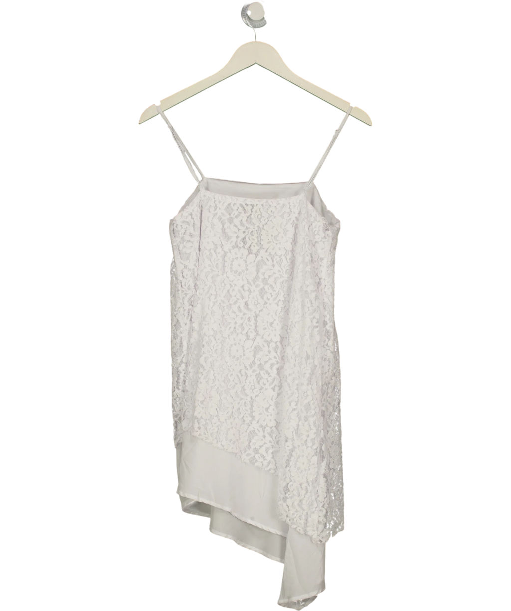 Lefties White Asymmetric short slip dress, size UK S — back
